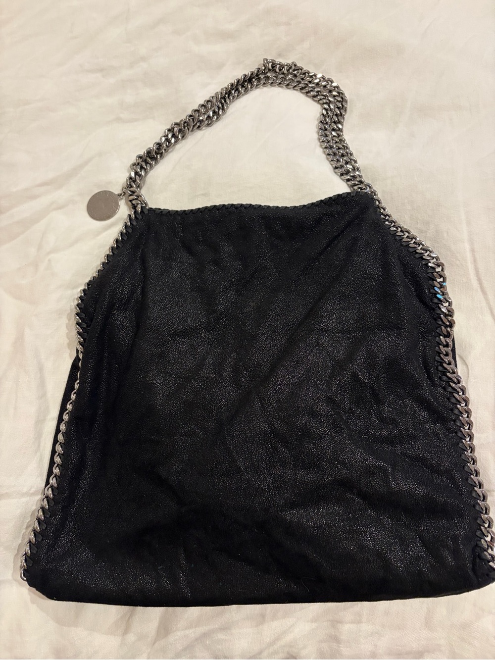 Stella McCartney Medium Falabella bag. Black with silver chain.